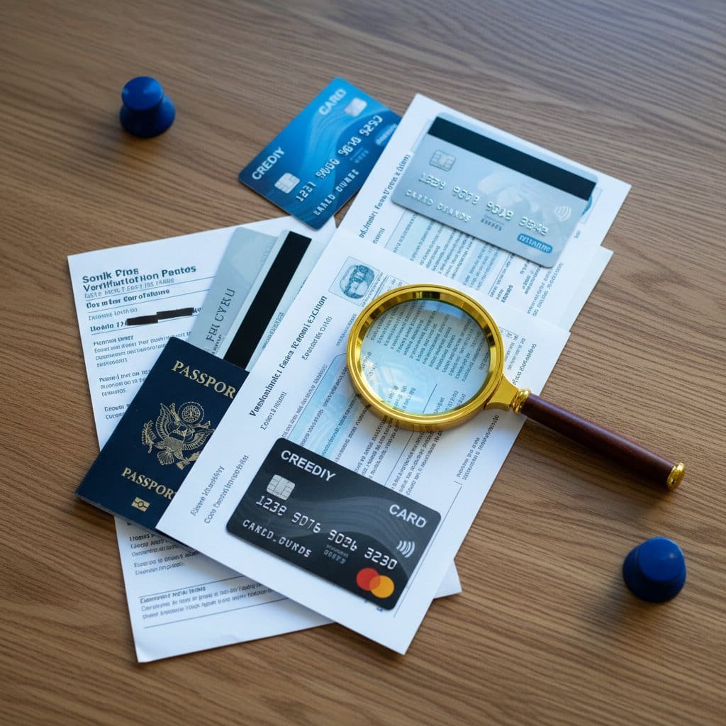 kreditkort dokumenter traebord